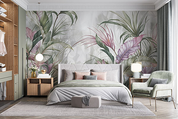 Painting of flowers and leaves