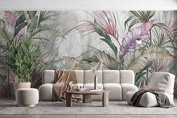 Painting of flowers and leaves