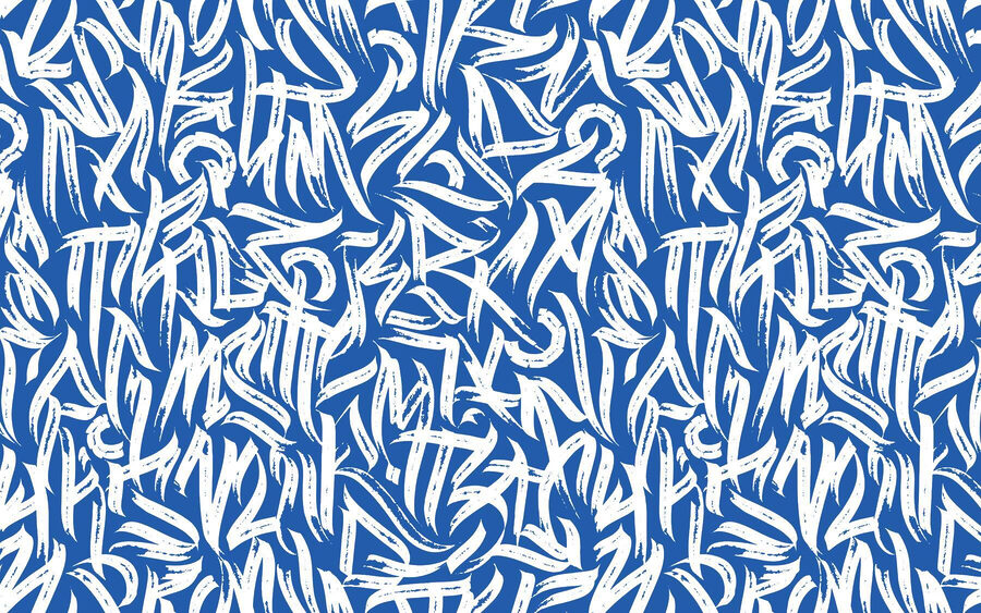 Estampado azul y blanco
