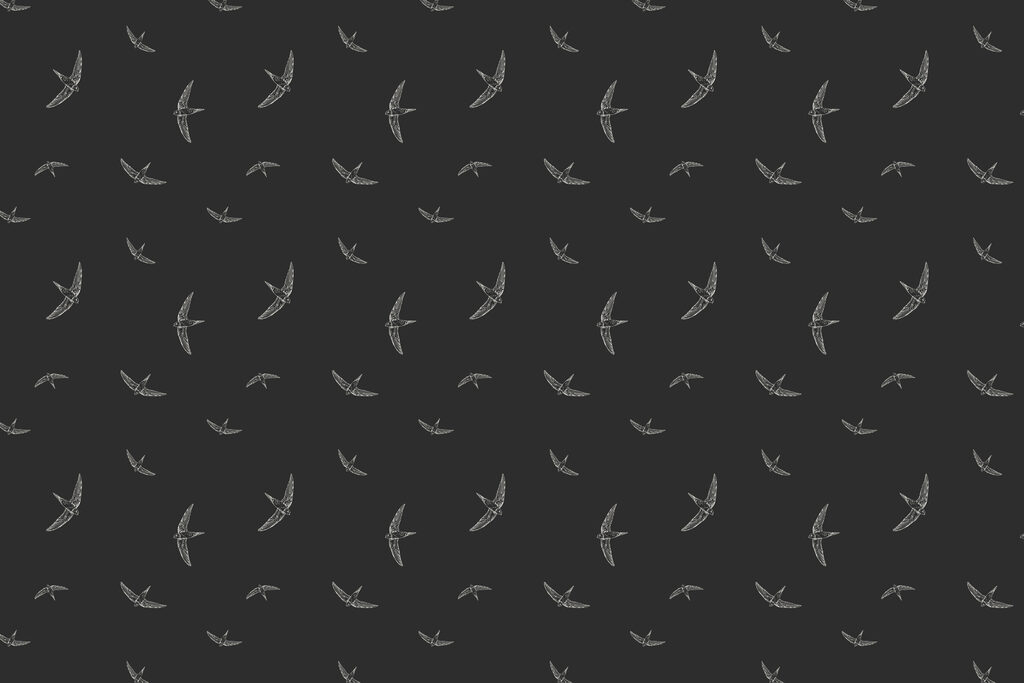 Patrón de pájaros blancos sobre fondo negro Patrón de pájaros blancos sobre fondo negro