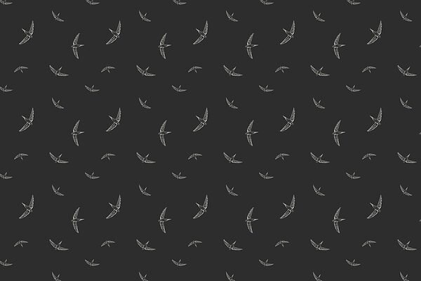 Patrón de pájaros blancos sobre fondo negro Patrón de pájaros blancos sobre fondo negro