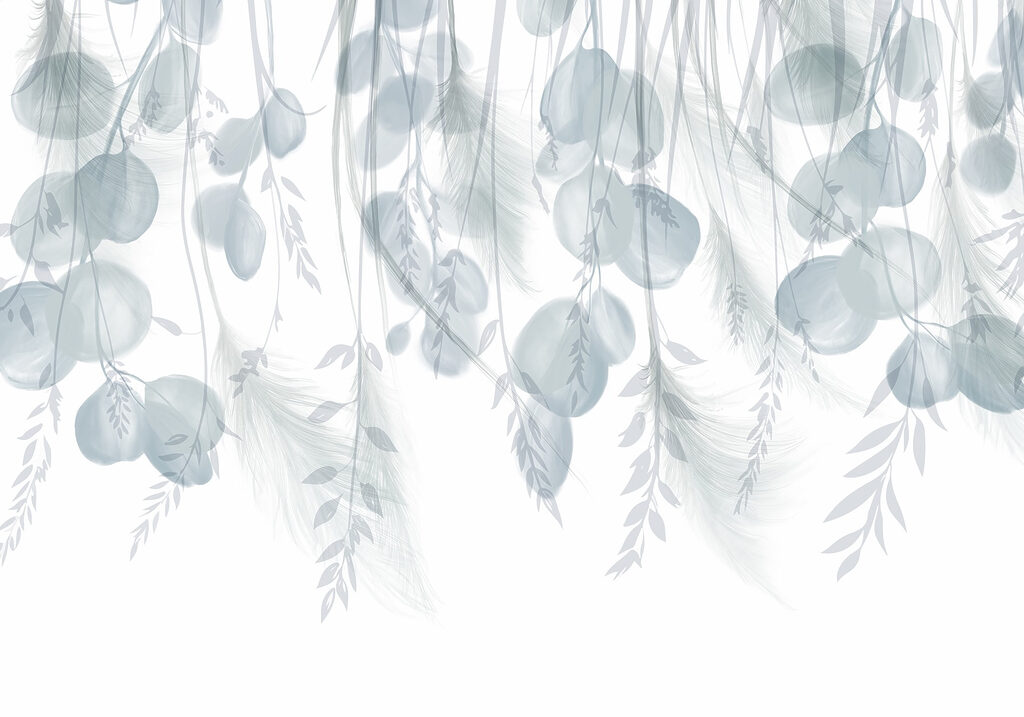 Fondo blanco y gris con plumas y flores Fondo blanco y gris con plumas y flores