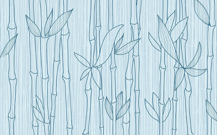 Dibujo lineal azul de bambú