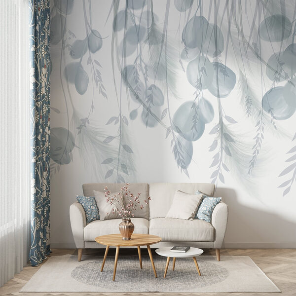 Fondo blanco y gris con plumas y flores Fondo blanco y gris con plumas y flores