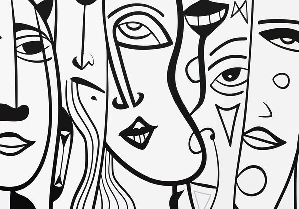 Dibujo de caras en blanco y negro Dibujo de caras en blanco y negro