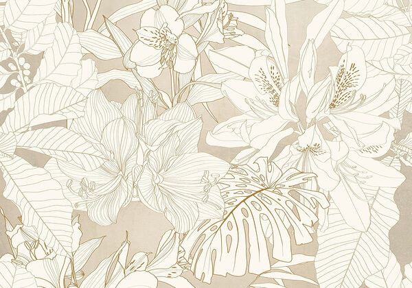 Papel pintado con flores y hojas Papel pintado con flores y hojas