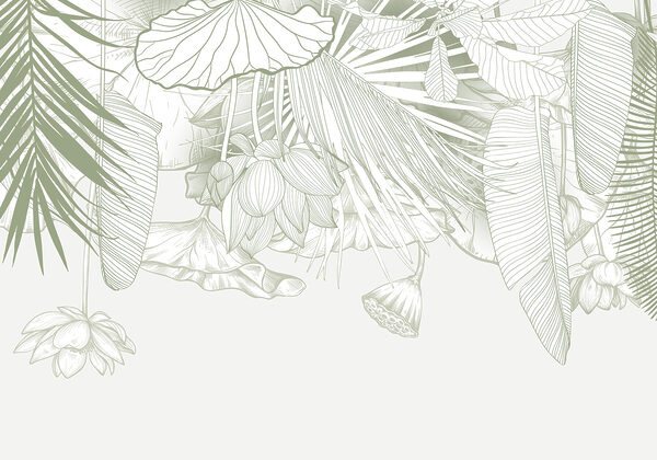 Delicado arte lineal de flora tropical Delicado arte lineal de flora tropical