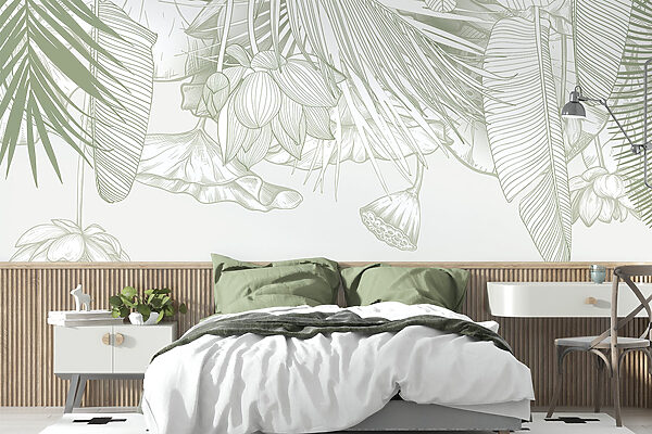Delicado arte lineal de flora tropical Delicado arte lineal de flora tropical