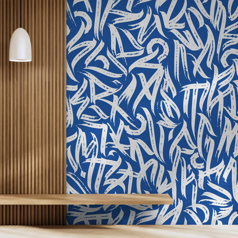 Estampado azul y blanco