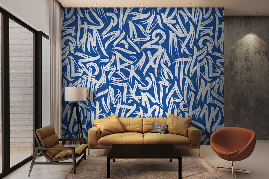 Estampado azul y blanco