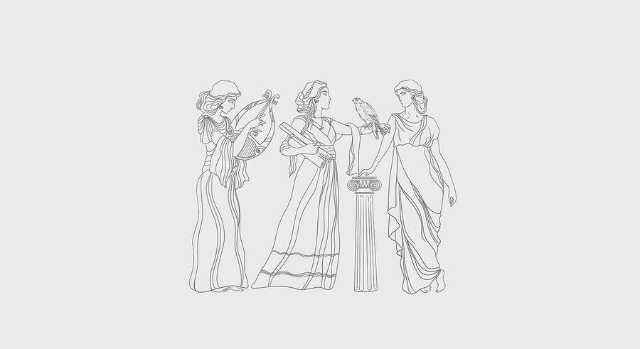 Dibujo lineal de mujeres vestidas