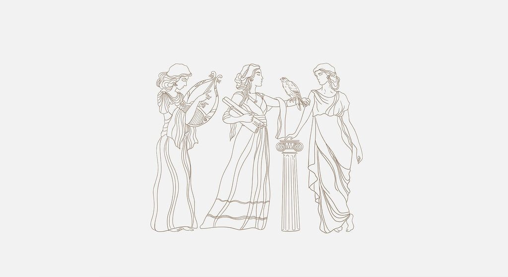 Dibujo lineal de mujeres con vestidos largos Dibujo lineal de mujeres con vestidos largos