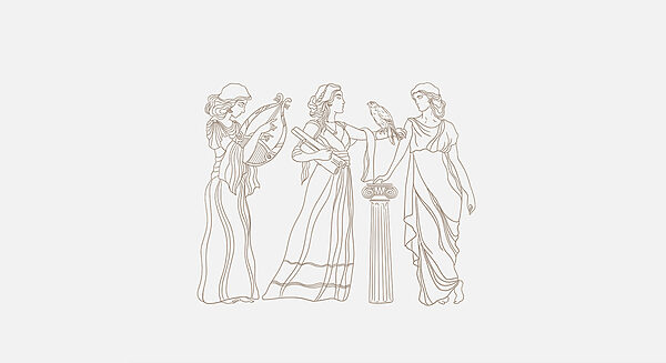 Dibujo lineal de mujeres con vestidos largos Dibujo lineal de mujeres con vestidos largos
