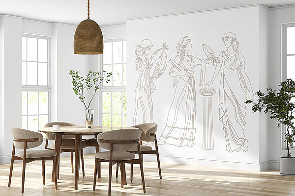 Dibujo lineal de mujeres con vestidos largos Dibujo lineal de mujeres con vestidos largos
