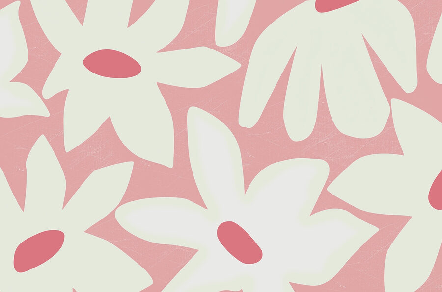 Estampado de flores rosas y blancas
