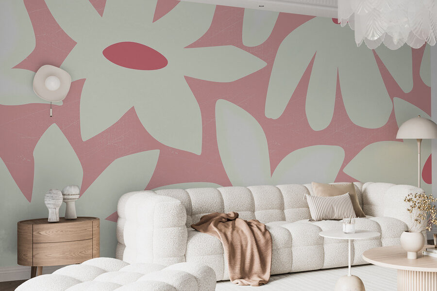 Estampado de flores rosas y blancas