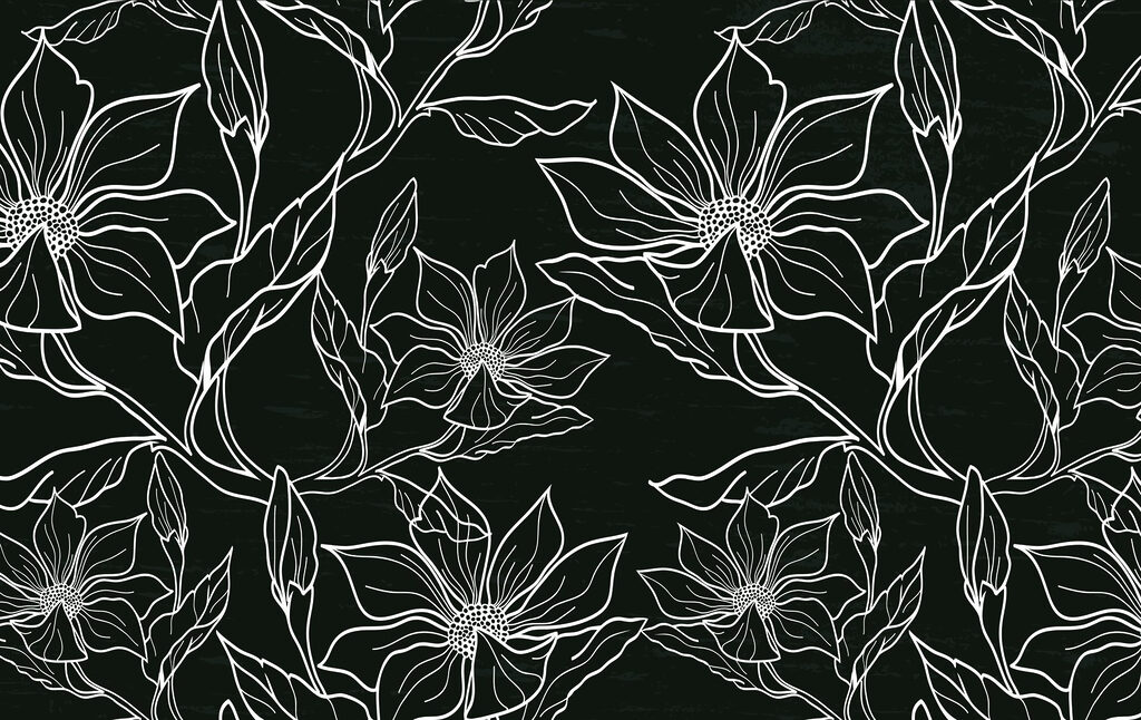 Motivo floral en blanco y negro Motivo floral en blanco y negro