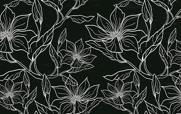 Motivo floral en blanco y negro Motivo floral en blanco y negro