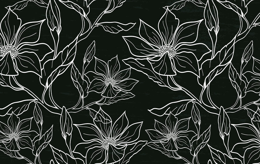 Fotomurales Motivo floral en blanco y negro - Imagen 3