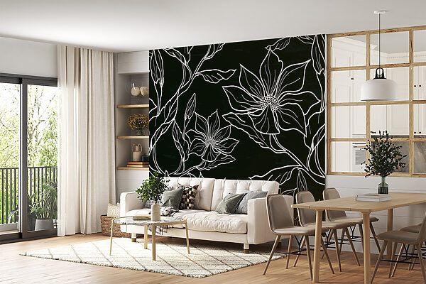 Motivo floral en blanco y negro Motivo floral en blanco y negro