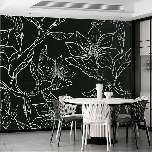 Motivo floral en blanco y negro Motivo floral en blanco y negro