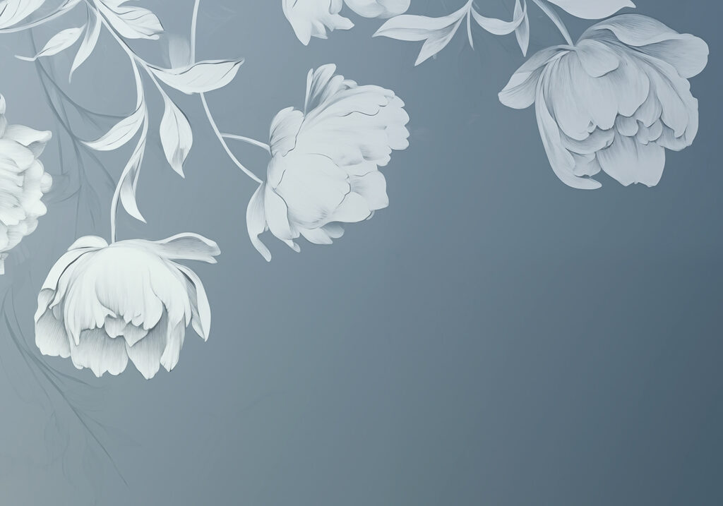 Flores blancas sobre fondo gris Flores blancas sobre fondo gris