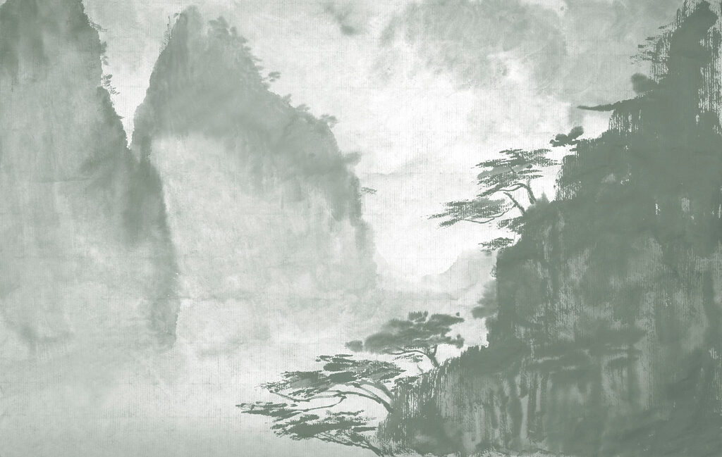Pintura de árboles y montañas Pintura de árboles y montañas
