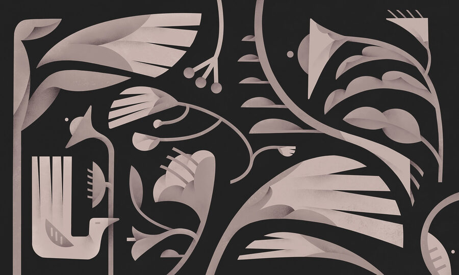 Diseño floral en blanco y negro