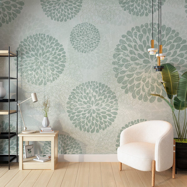 Papel pintado con círculos y flores Papel pintado con círculos y flores