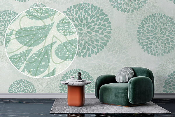 Papel pintado con círculos y flores Papel pintado con círculos y flores