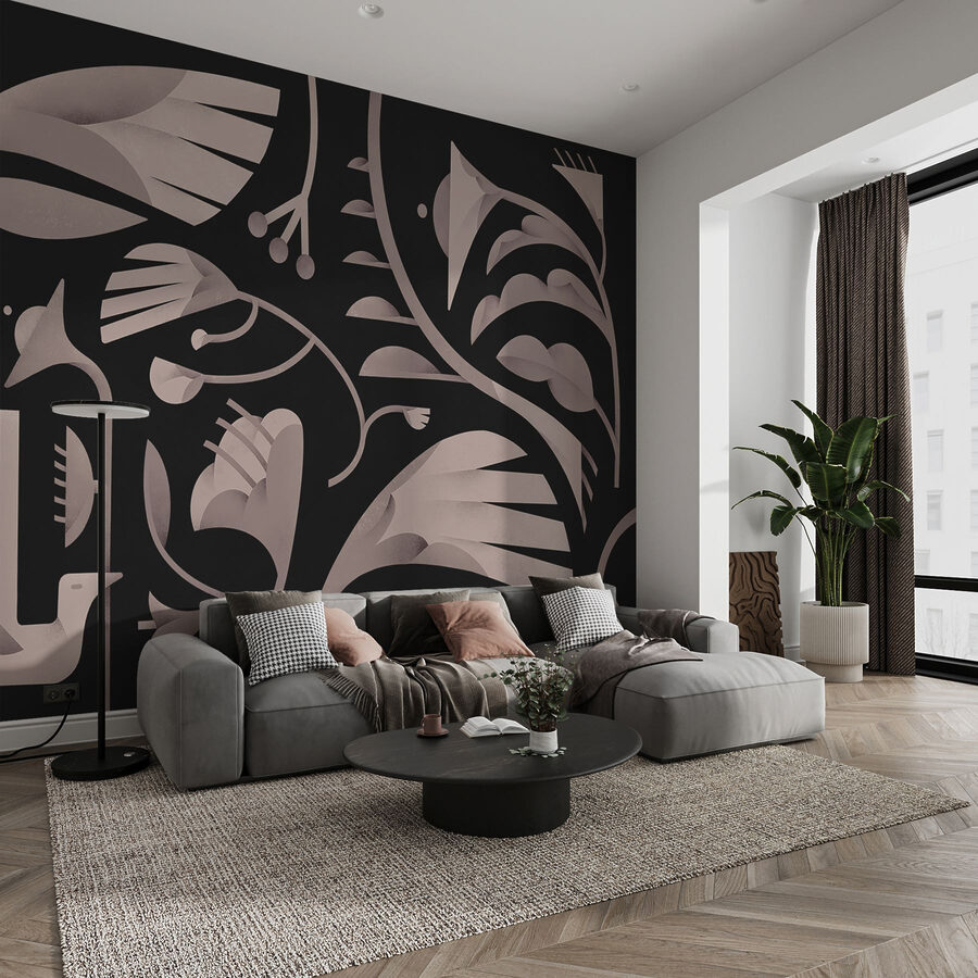 Diseño floral en blanco y negro