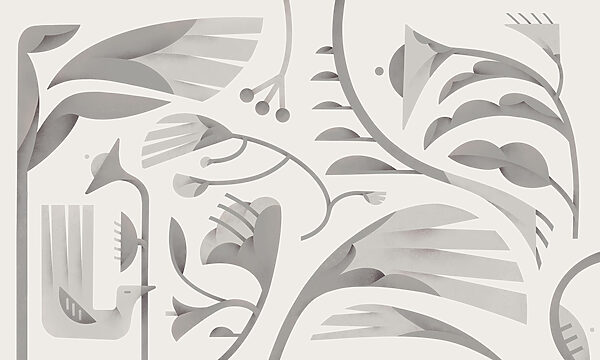 Motivo floral blanco y gris Motivo floral blanco y gris