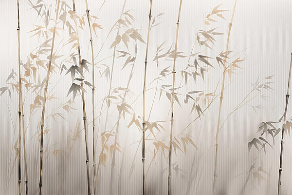 Bamboo silhouettes against textured background