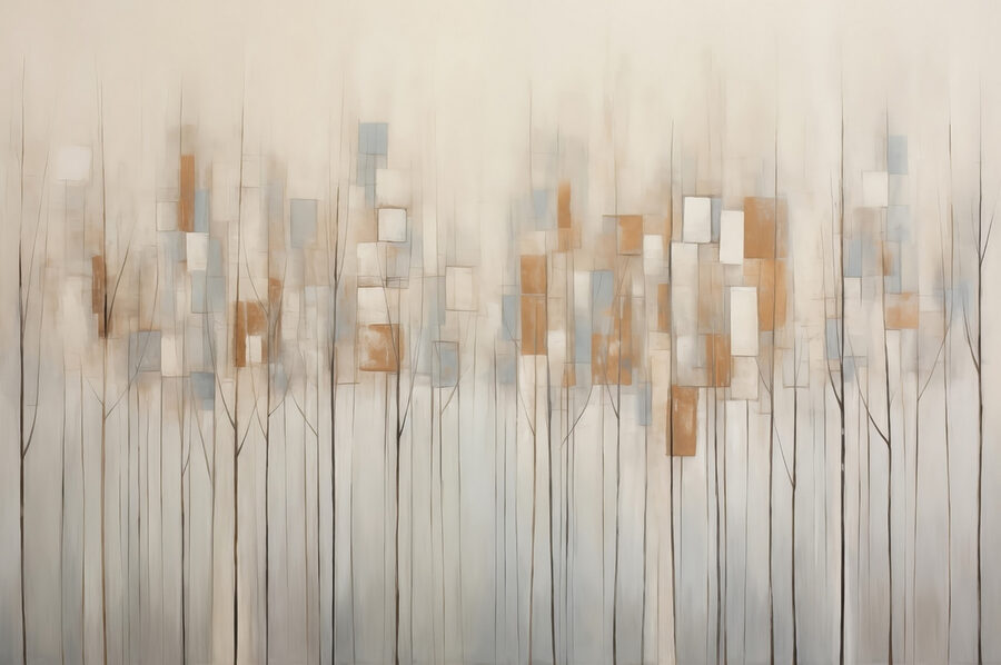 Pintura de árboles con cuadrados