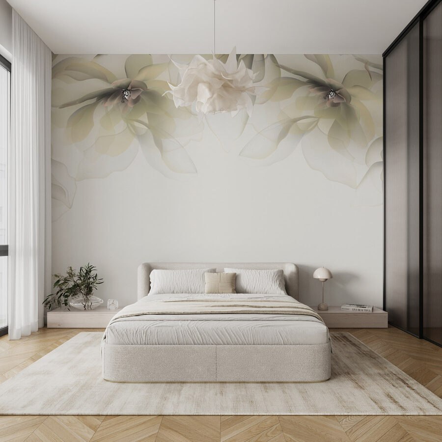 Flores blancas y beige