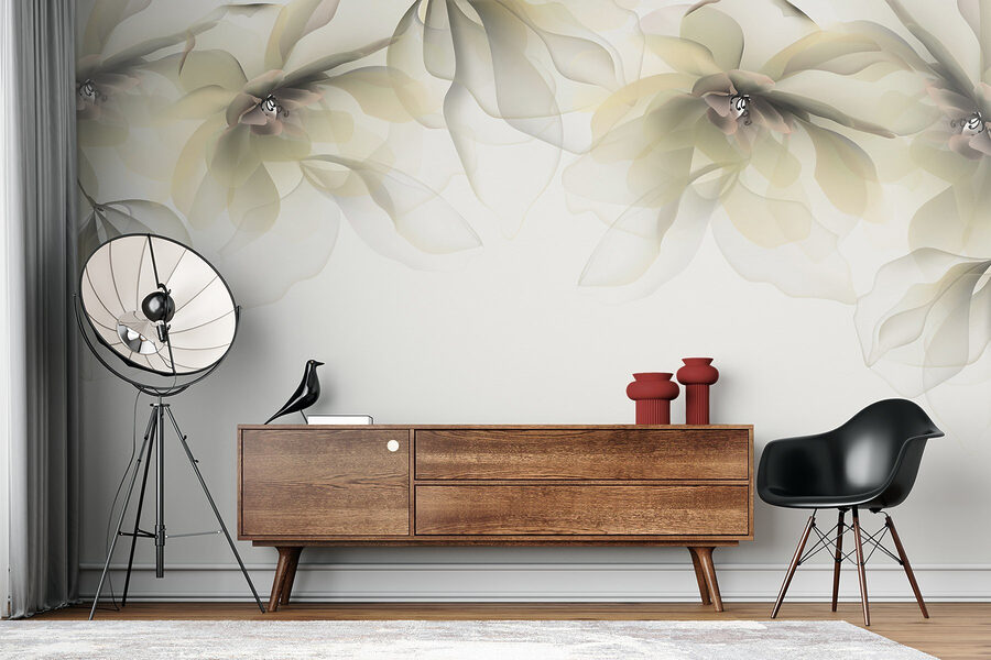 Flores blancas y beige