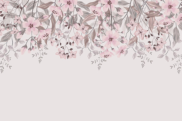 Pink flowers and leaves