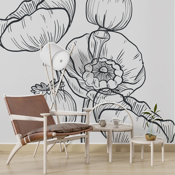 Dibujo de flores sobre fondo blanco Dibujo de flores sobre fondo blanco