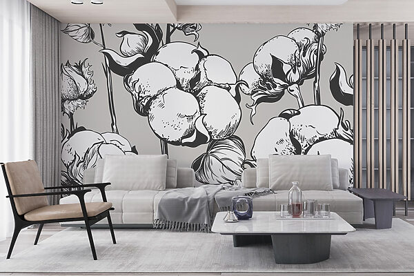 – Delicadas flores de algodón en monocromo w02097v3pig774mr 600x400 - – Delicadas flores de algodón en monocromo