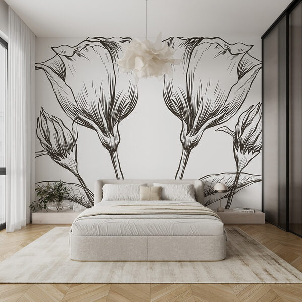Dibujo de flores sobre fondo blanco Dibujo de flores sobre fondo blanco
