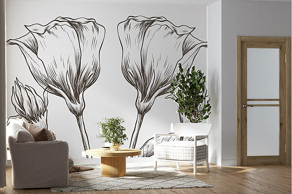 Dibujo de flores sobre fondo blanco Dibujo de flores sobre fondo blanco