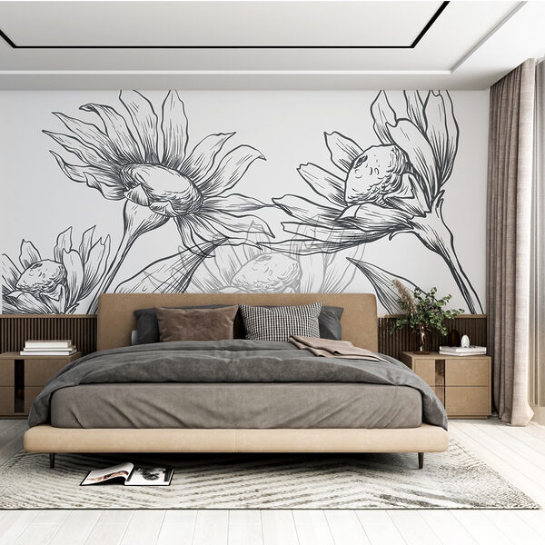 Dibujo de flores con hojas Dibujo de flores con hojas