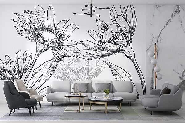 Dibujo de flores con hojas Dibujo de flores con hojas