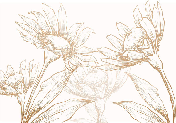 Dibujo de flores y hojas Dibujo de flores y hojas