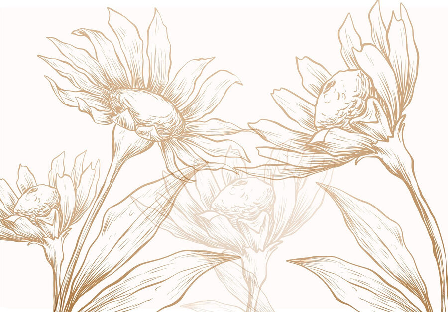 Dibujo de flores y hojas