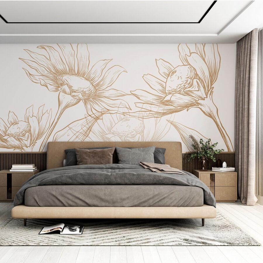 Dibujo de flores y hojas