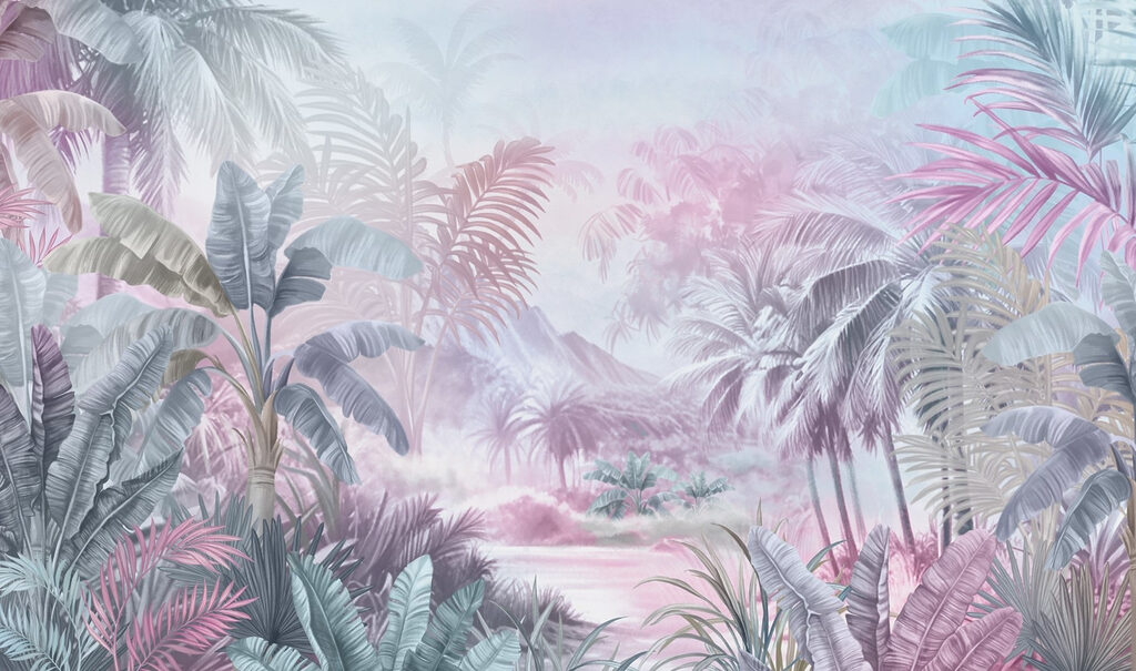 Pintura de un bosque con palmeras Pintura de un bosque con palmeras