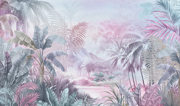 Pintura de un bosque con palmeras Pintura de un bosque con palmeras