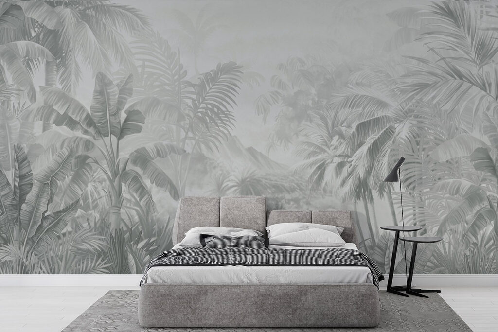Greyscale image of a tropical forest