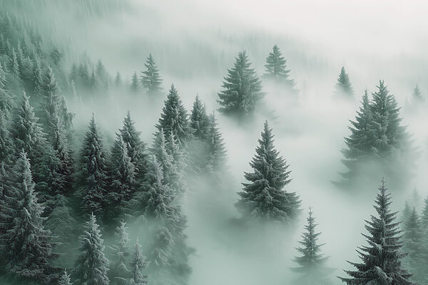 Grupo de árboles en la niebla Grupo de árboles en la niebla